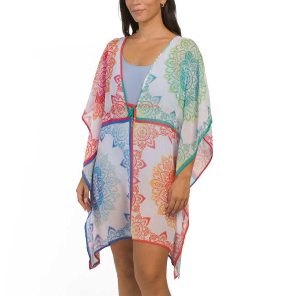 NWT Bleu by Rod Beattie Let The Sun Shine Cover Up Chiffon Caftan Small S